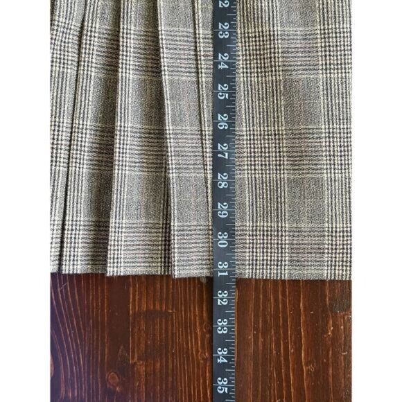 VTG Wool Plaid Pleated Midi Skirt M Preppy Fall Winter Corpcore Preppy RL Vibes - Picture 10 of 11